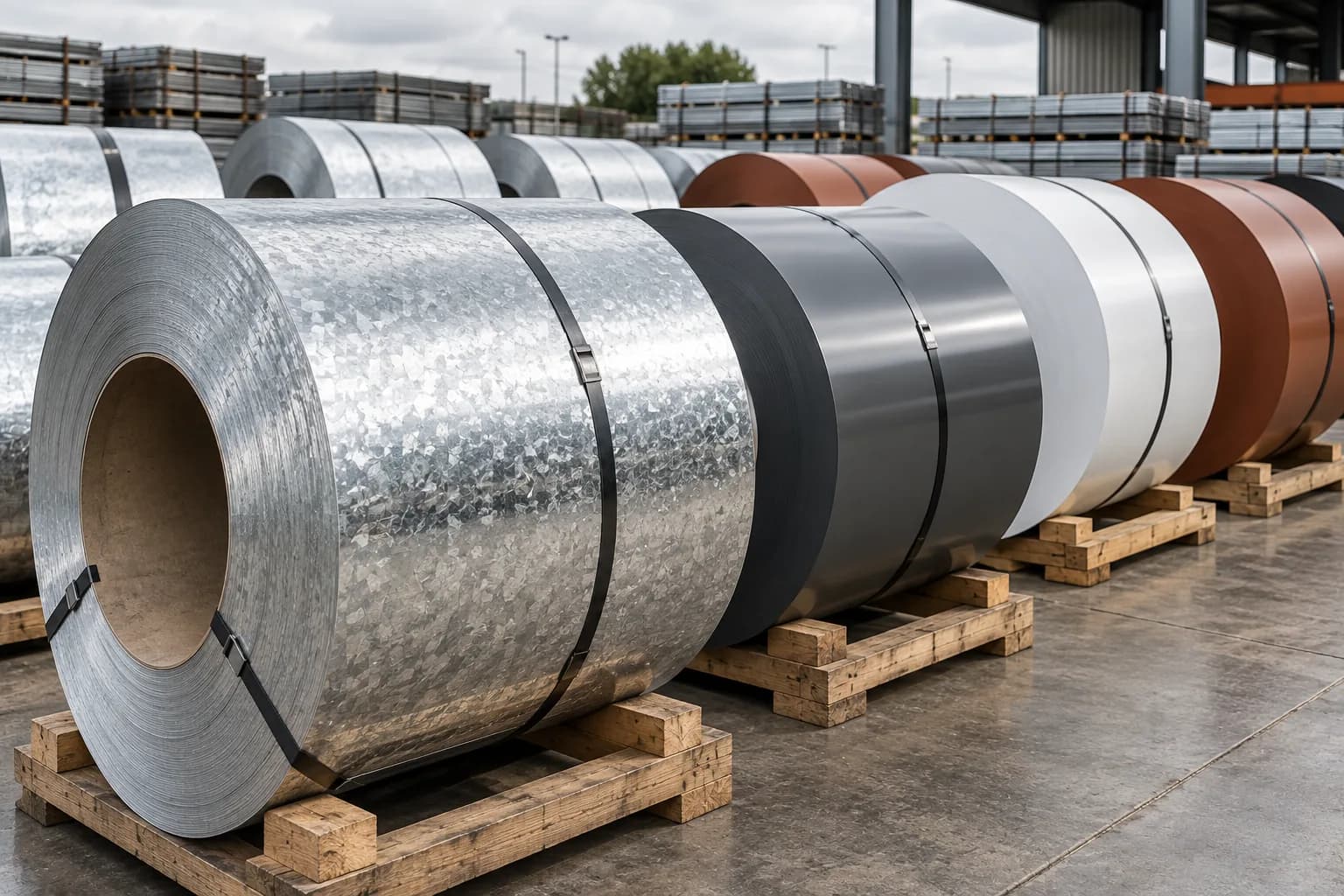 Galvanised and pre-painted steel coils