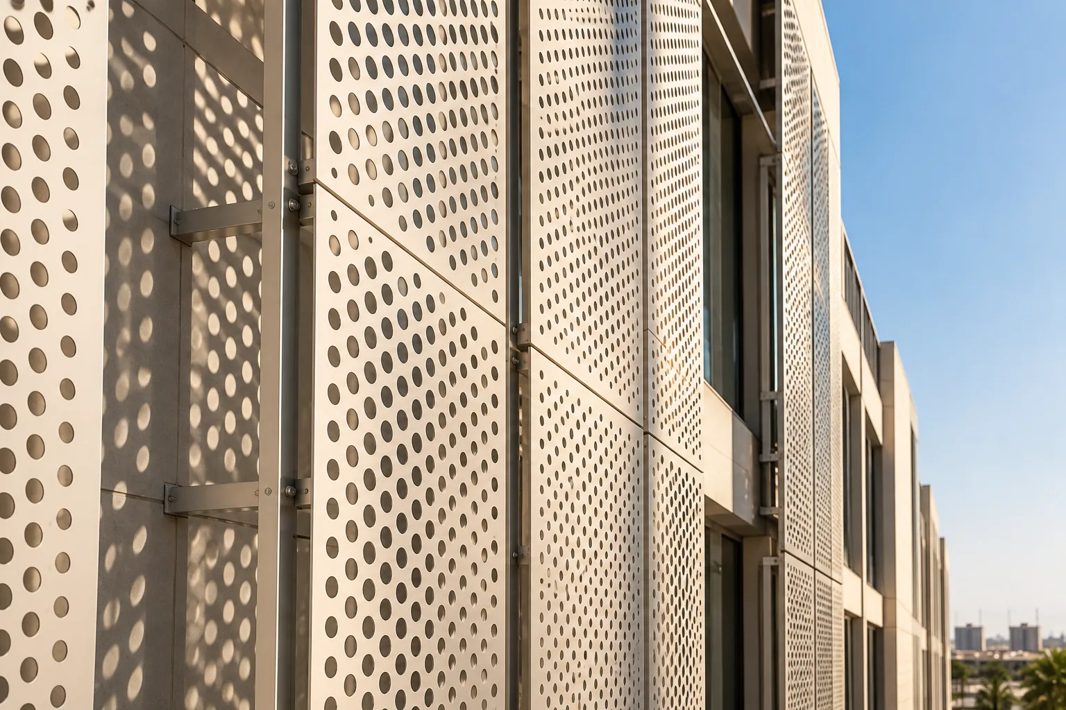 Perforated aluminium façade screen